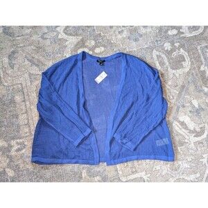 Talbots Cardigan Womens 2X Cotton Blend Knit Office Career Blue